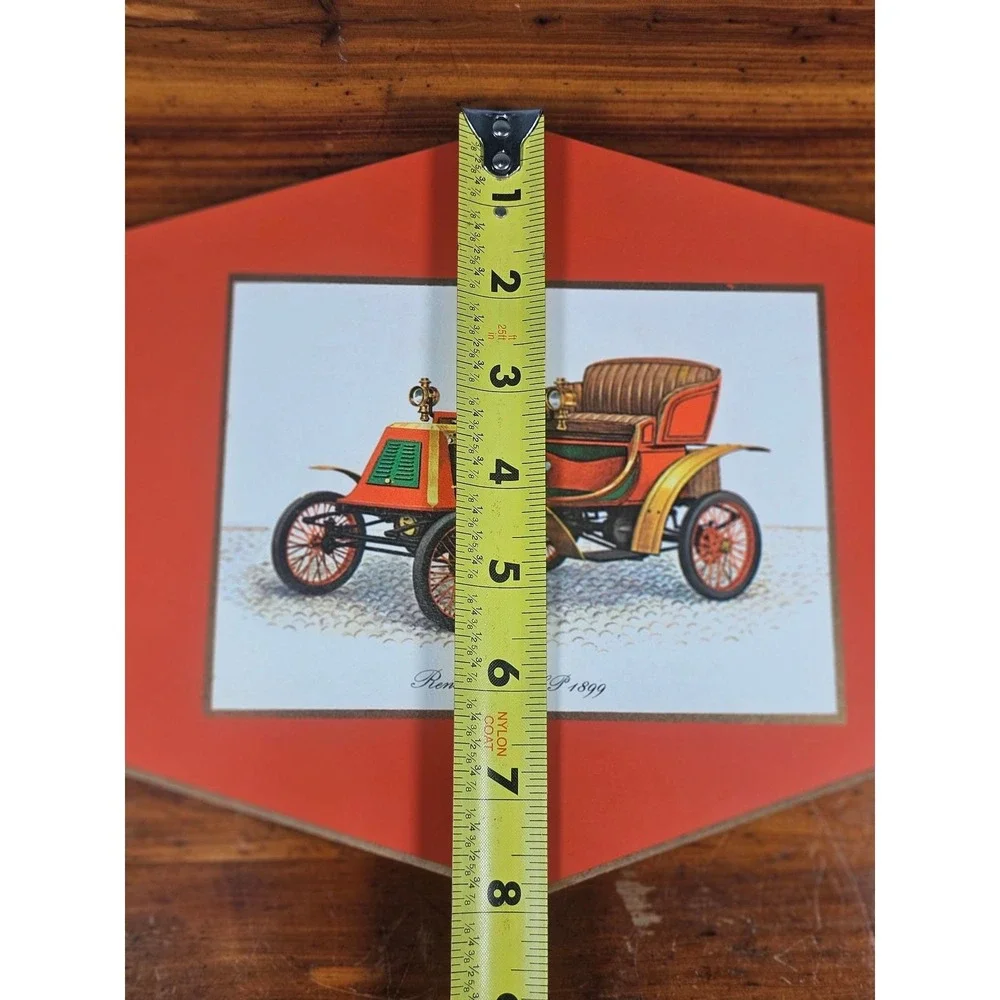 Vintage Renault 1899 Automobile Wall Plaque Red Orange Car Decor 11.5x5